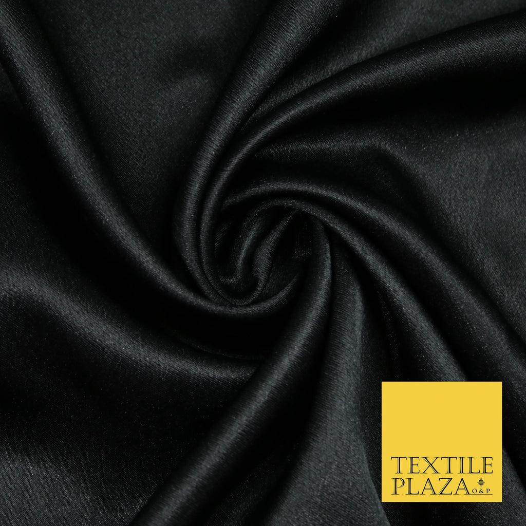 BLACK Plain Solid Crepe Back Satin Fabric Material Dress Bridal 58" 5862