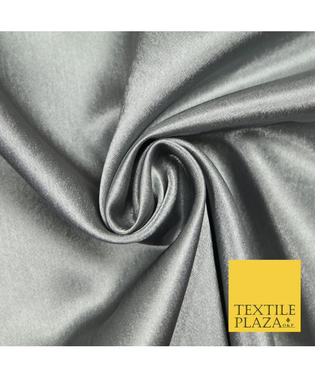 GREY Plain Solid Crepe Back Satin Fabric Material Dress Bridal 58" 5867