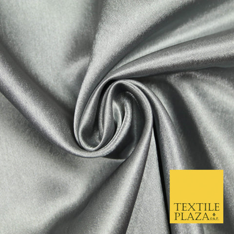 GREY Plain Solid Crepe Back Satin Fabric Material Dress Bridal 58" 5867