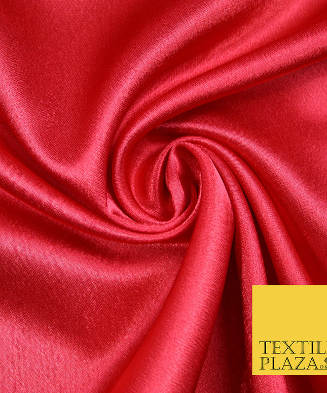 STRAWBERRY RED Plain Solid Crepe Back Satin Fabric Material Dress Bridal 58" 5886