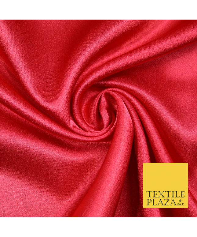 STRAWBERRY RED Plain Solid Crepe Back Satin Fabric Material Dress Bridal 58" 5886