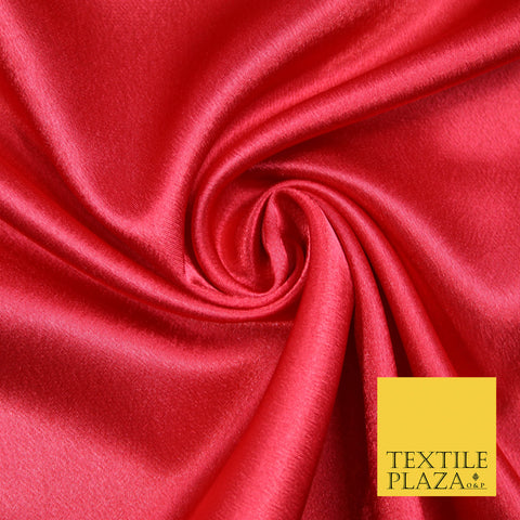 STRAWBERRY RED Plain Solid Crepe Back Satin Fabric Material Dress Bridal 58" 5886