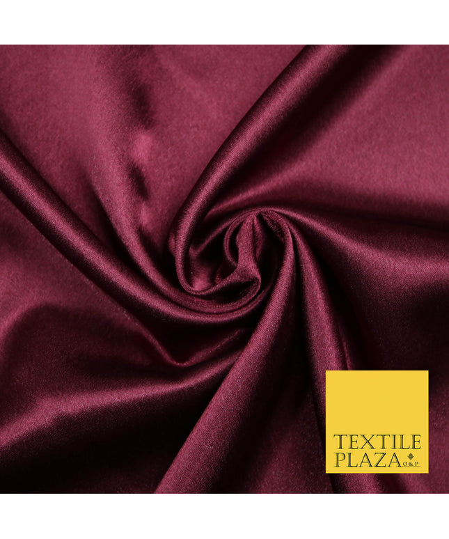 WINE BURGUNDY Plain Solid Crepe Back Satin Fabric Material Dress Bridal 58" 5890