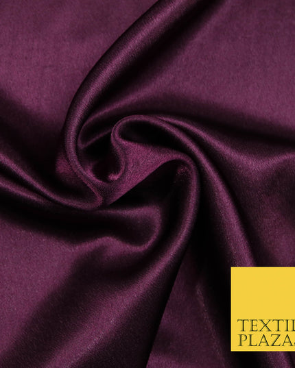 PLUM AUBERGINE Plain Solid Crepe Back Satin Fabric Material Dress Bridal 58" 5891