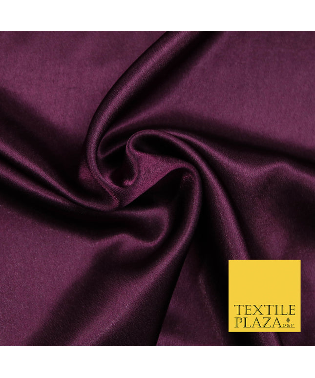 PLUM AUBERGINE Plain Solid Crepe Back Satin Fabric Material Dress Bridal 58" 5891