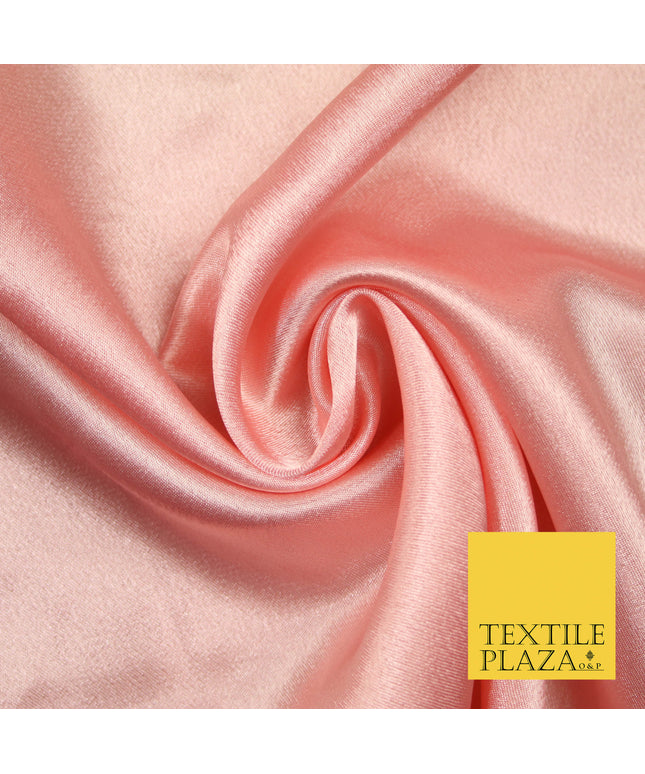 PINK PEACH Plain Solid Crepe Back Satin Fabric Material Dress Bridal 58" 5898