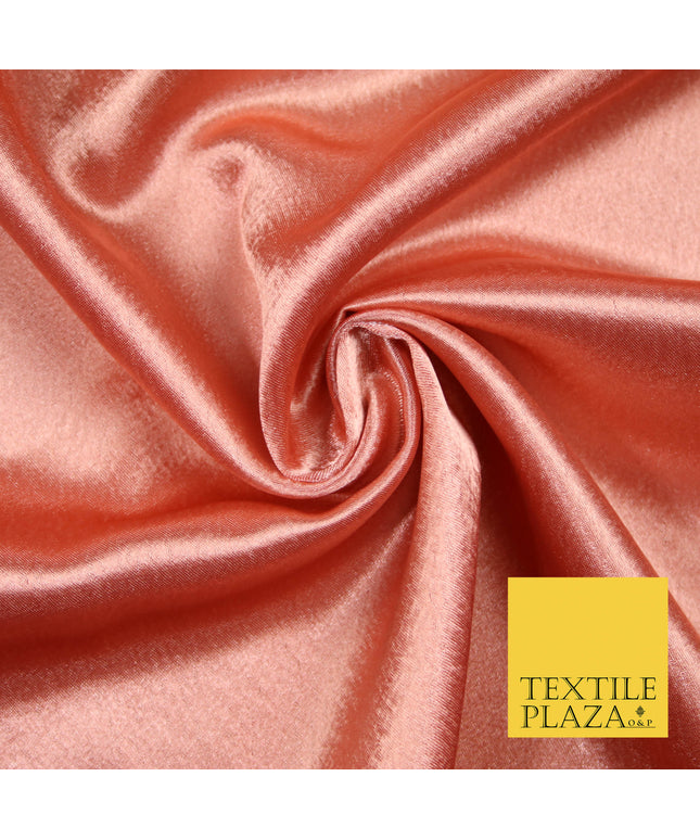 DARK PEACH Plain Solid Crepe Back Satin Fabric Material Dress Bridal 58" 5899