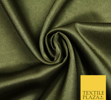 MILITARY KHAKI GREEN Plain Solid Crepe Back Satin Fabric Material Dress Bridal 58" 5919