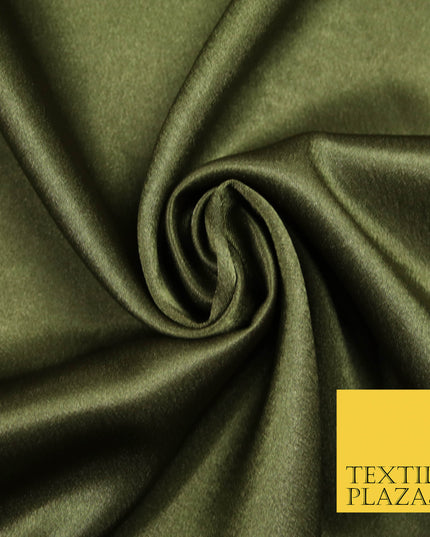 MILITARY KHAKI GREEN Plain Solid Crepe Back Satin Fabric Material Dress Bridal 58" 5919