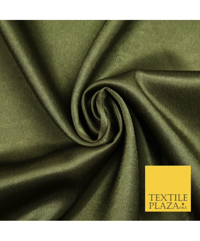 MILITARY KHAKI GREEN Plain Solid Crepe Back Satin Fabric Material Dress Bridal 58" 5919