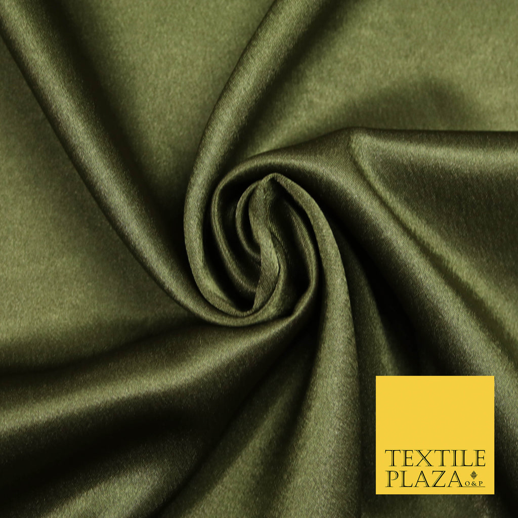 MILITARY KHAKI GREEN Plain Solid Crepe Back Satin Fabric Material Dress Bridal 58" 5919