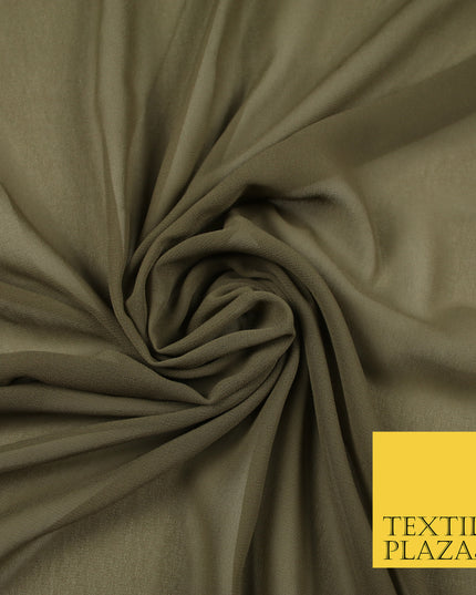 LIGHT KHAKI Premium Plain Dyed Chiffon Fine Soft Georgette Sheer Dress Fabric 6789