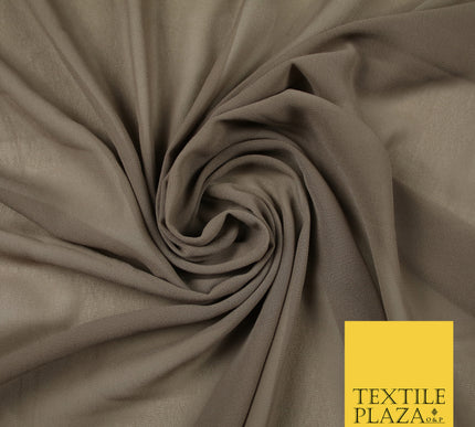 DUSTY BROWN Premium Plain Dyed Chiffon Fine Soft Georgette Sheer Dress Fabric 6790