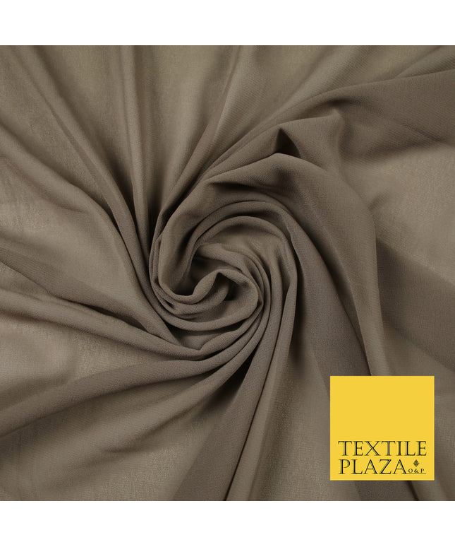 DUSTY BROWN Premium Plain Dyed Chiffon Fine Soft Georgette Sheer Dress Fabric 6790