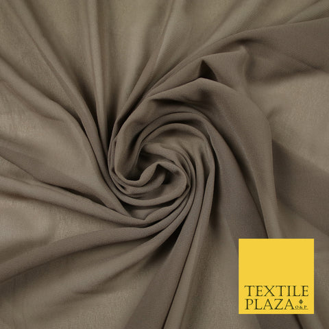 DUSTY BROWN Premium Plain Dyed Chiffon Fine Soft Georgette Sheer Dress Fabric 6790