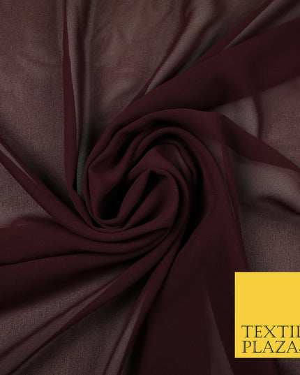 DEEP WINE Premium Plain Dyed Chiffon Fine Soft Georgette Sheer Dress Fabric 6791