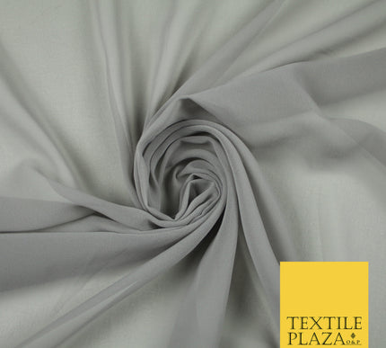 LIGHT GREY Premium Plain Dyed Chiffon Fine Soft Georgette Sheer Dress Fabric 6792