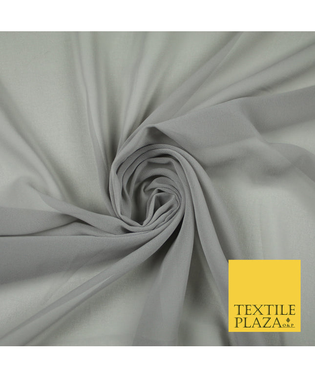 LIGHT GREY Premium Plain Dyed Chiffon Fine Soft Georgette Sheer Dress Fabric 6792
