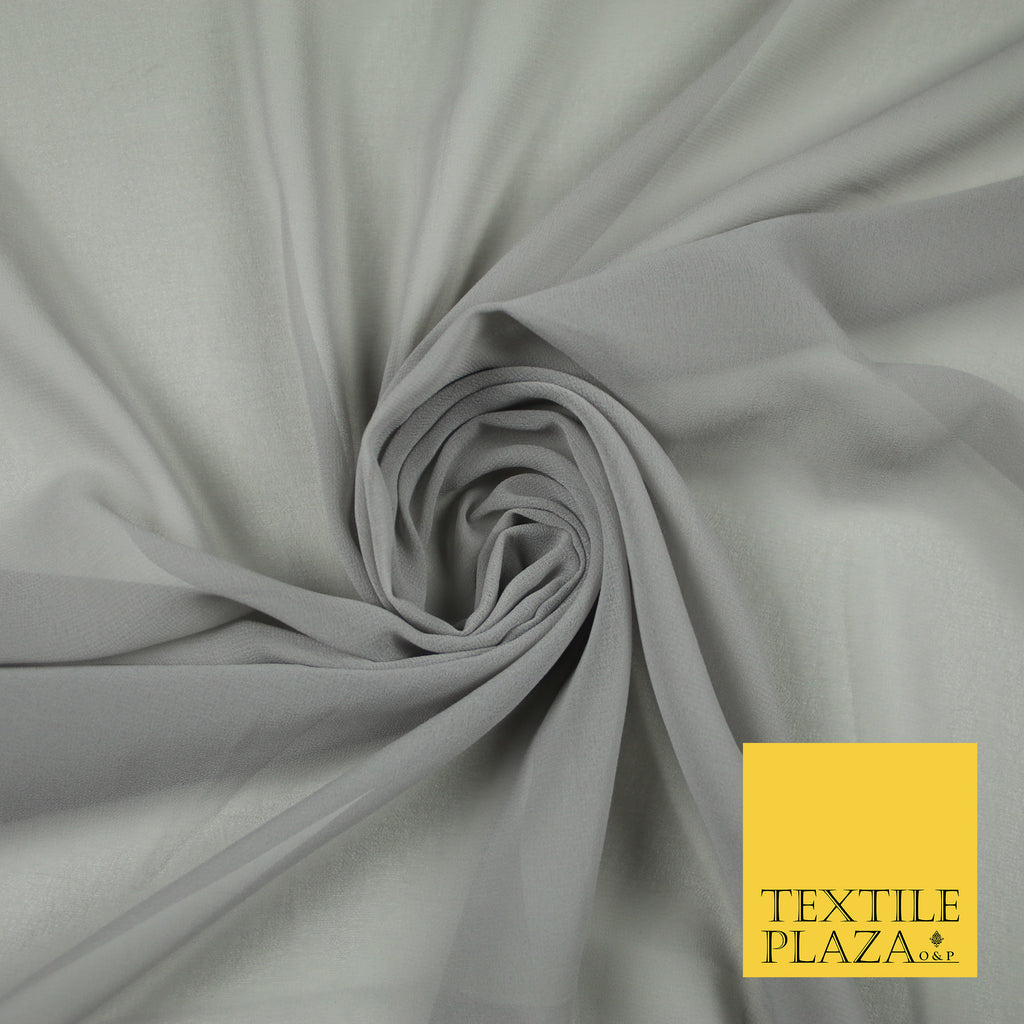 LIGHT GREY Premium Plain Dyed Chiffon Fine Soft Georgette Sheer Dress Fabric 6792