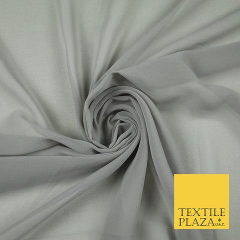 LIGHT GREY Premium Plain Dyed Chiffon Fine Soft Georgette Sheer Dress Fabric 6792