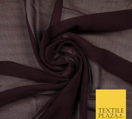 DEEP AUBERGINE PLUM Premium Plain Dyed Chiffon Fine Soft Georgette Sheer Dress Fabric 6796