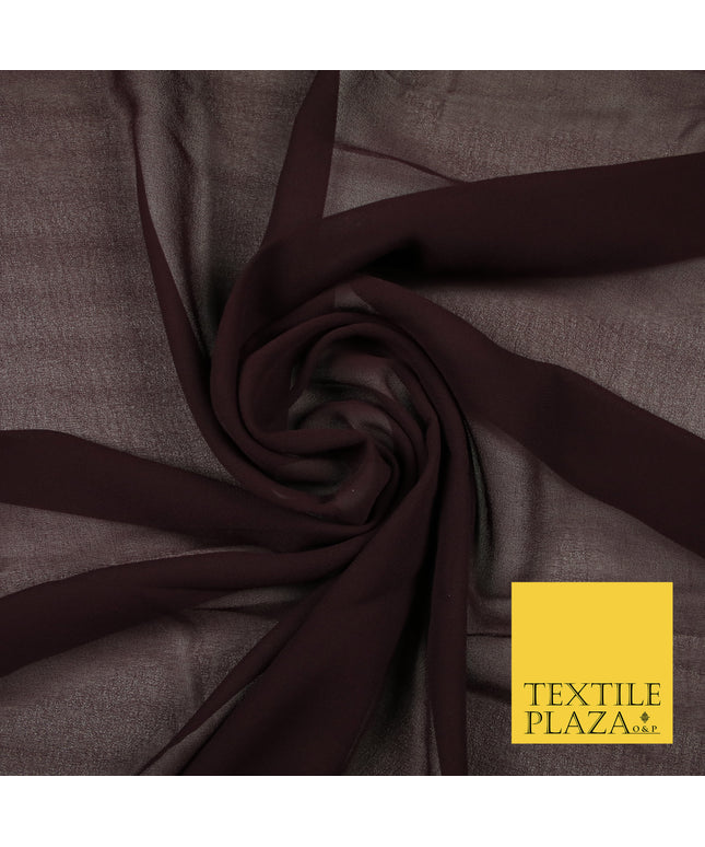 DEEP AUBERGINE PLUM Premium Plain Dyed Chiffon Fine Soft Georgette Sheer Dress Fabric 6796