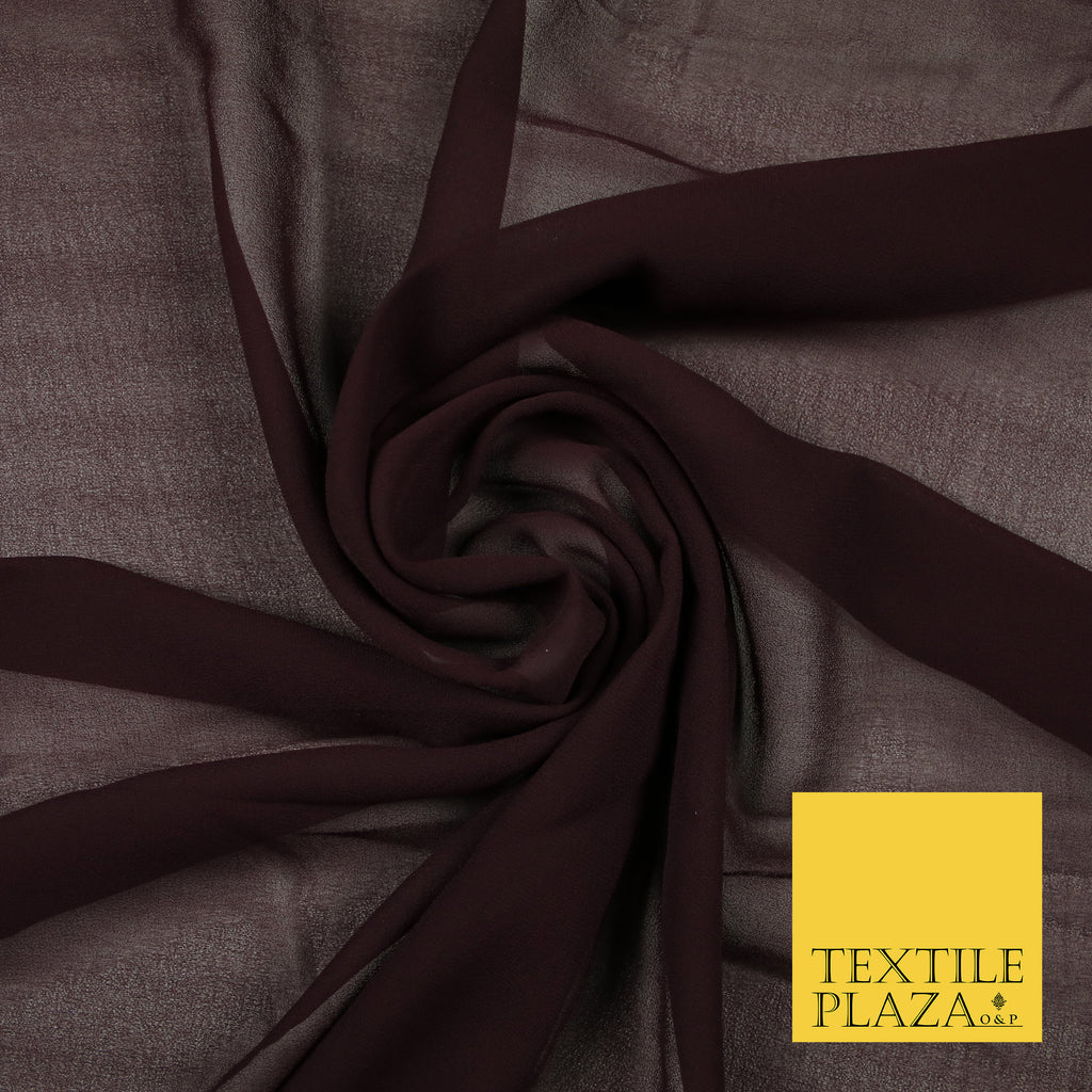 DEEP AUBERGINE PLUM Premium Plain Dyed Chiffon Fine Soft Georgette Sheer Dress Fabric 6796