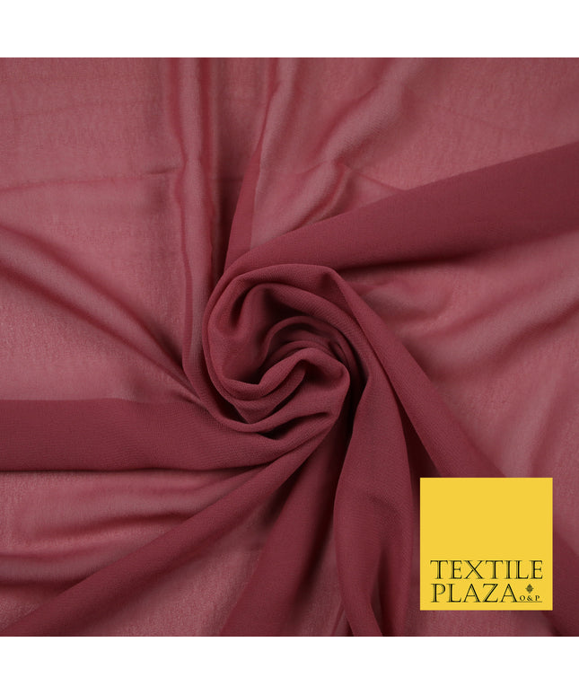 RHUBARB PINK Premium Plain Dyed Chiffon Fine Soft Georgette Sheer Dress Fabric 6797