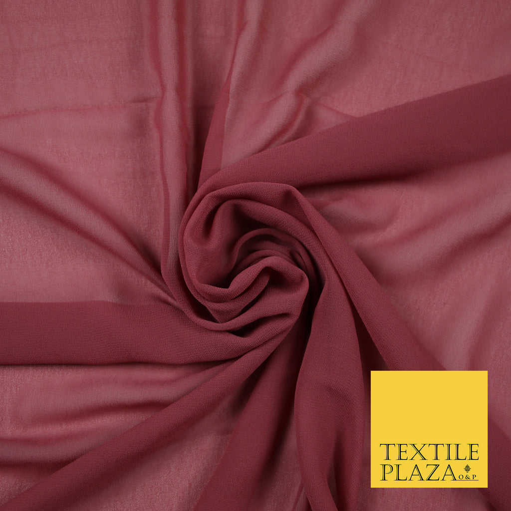 RHUBARB PINK Premium Plain Dyed Chiffon Fine Soft Georgette Sheer Dress Fabric 6797