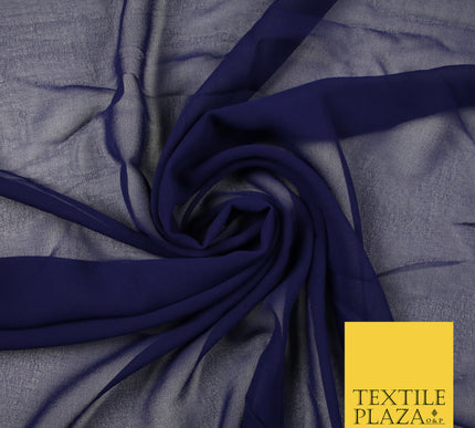 MIDNIGHT BLUE Premium Plain Dyed Chiffon Fine Soft Georgette Sheer Dress Fabric 6798