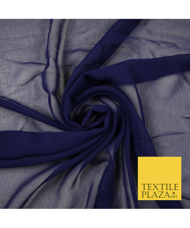MIDNIGHT BLUE Premium Plain Dyed Chiffon Fine Soft Georgette Sheer Dress Fabric 6798