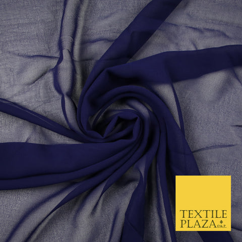 MIDNIGHT BLUE Premium Plain Dyed Chiffon Fine Soft Georgette Sheer Dress Fabric 6798