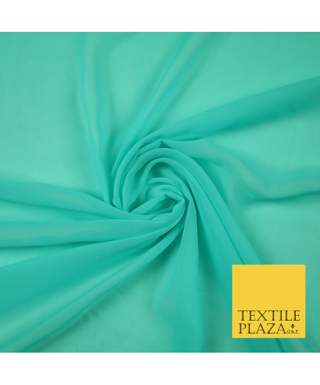 AQUAMARINE 2 Premium Plain Dyed Chiffon Fine Soft Georgette Sheer Dress Fabric 6800