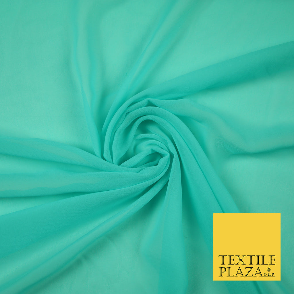 AQUAMARINE 2 Premium Plain Dyed Chiffon Fine Soft Georgette Sheer Dress Fabric 6800