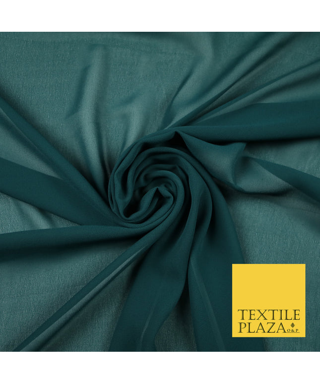 TEAL GREEN Premium Plain Dyed Chiffon Fine Soft Georgette Sheer Dress Fabric 6803
