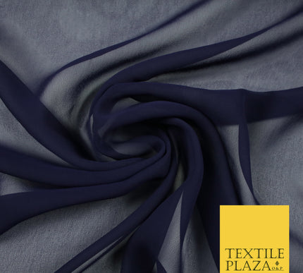 DARK NAVY BLUE 2 Premium Plain Dyed Chiffon Fine Soft Georgette Sheer Dress Fabric 6839