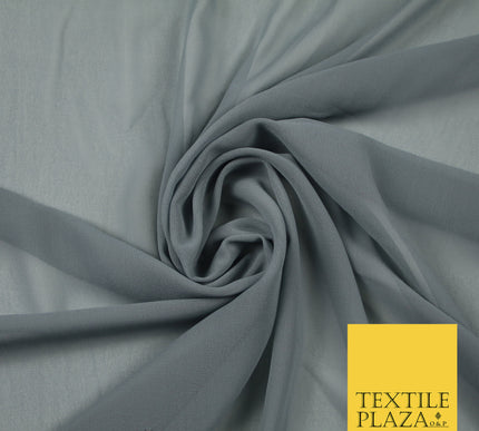 STEEL GREY Premium Plain Dyed Chiffon Fine Soft Georgette Sheer Dress Fabric 6804