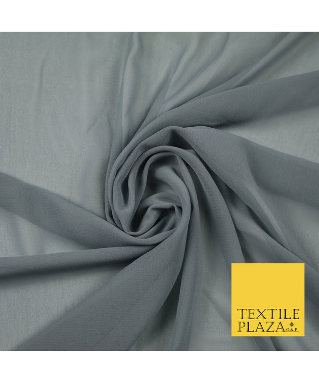 STEEL GREY Premium Plain Dyed Chiffon Fine Soft Georgette Sheer Dress Fabric 6804