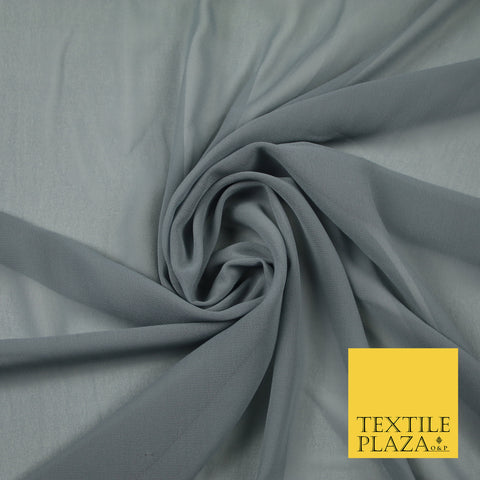 STEEL GREY Premium Plain Dyed Chiffon Fine Soft Georgette Sheer Dress Fabric 6804