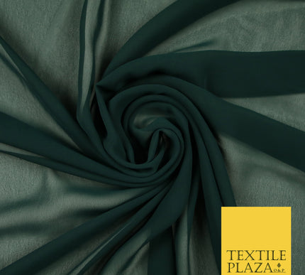DARK FOREST GREEN Premium Plain Dyed Chiffon Fine Soft Georgette Sheer Dress Fabric 6805