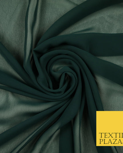 DARK FOREST GREEN Premium Plain Dyed Chiffon Fine Soft Georgette Sheer Dress Fabric 6805
