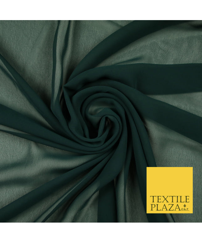 DARK FOREST GREEN Premium Plain Dyed Chiffon Fine Soft Georgette Sheer Dress Fabric 6805