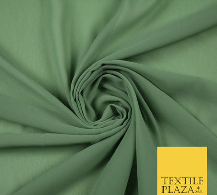 SAGE GREEN 2 Premium Plain Dyed Chiffon Fine Soft Georgette Sheer Dress Fabric 6808