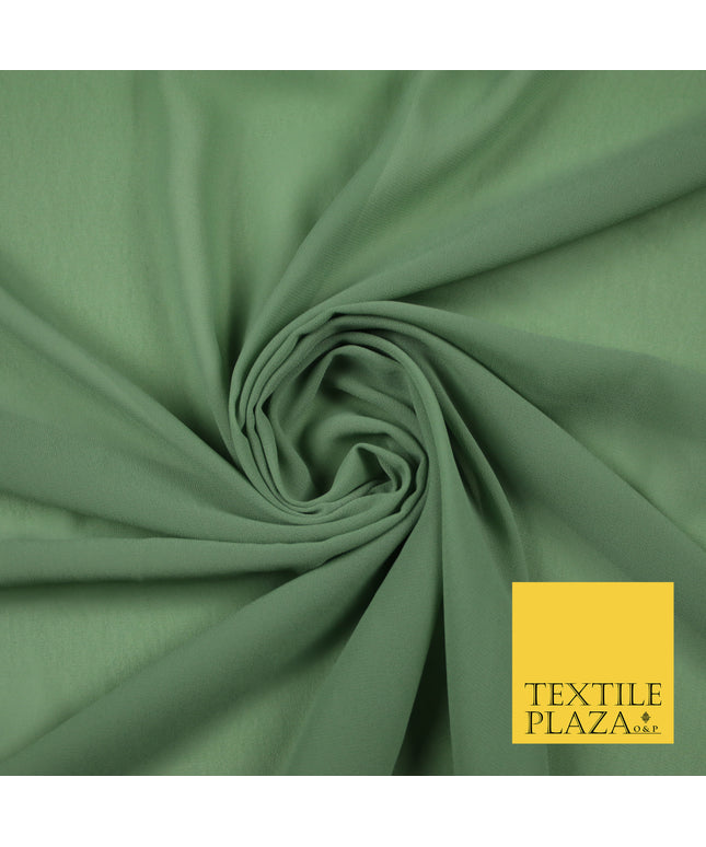 SAGE GREEN 2 Premium Plain Dyed Chiffon Fine Soft Georgette Sheer Dress Fabric 6808