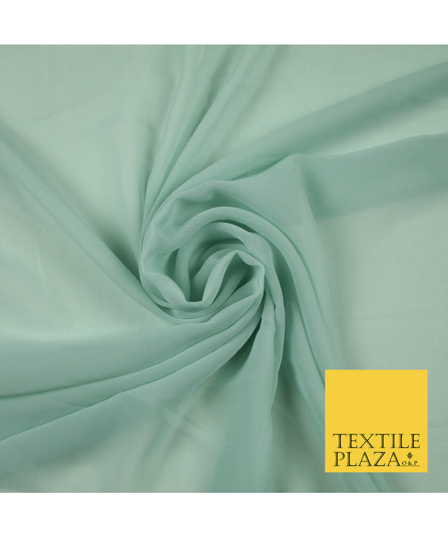 PALE DUCK EGG Premium Plain Dyed Chiffon Fine Soft Georgette Sheer Dress Fabric 6809