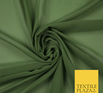 KHAKI GREEN Premium Plain Dyed Chiffon Fine Soft Georgette Sheer Dress Fabric 6811