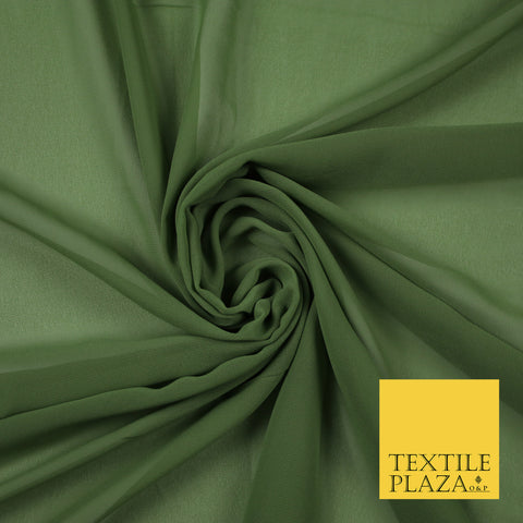 KHAKI GREEN Premium Plain Dyed Chiffon Fine Soft Georgette Sheer Dress Fabric 6811
