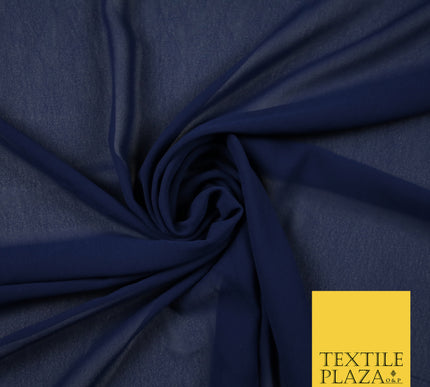 DARK BLUE Premium Plain Dyed Chiffon Fine Soft Georgette Sheer Dress Fabric 6812