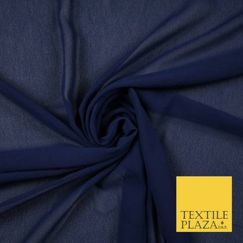 DARK BLUE Premium Plain Dyed Chiffon Fine Soft Georgette Sheer Dress Fabric 6812