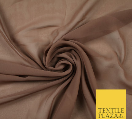 MOCHA BROWN Premium Plain Dyed Chiffon Fine Soft Georgette Sheer Dress Fabric 6813
